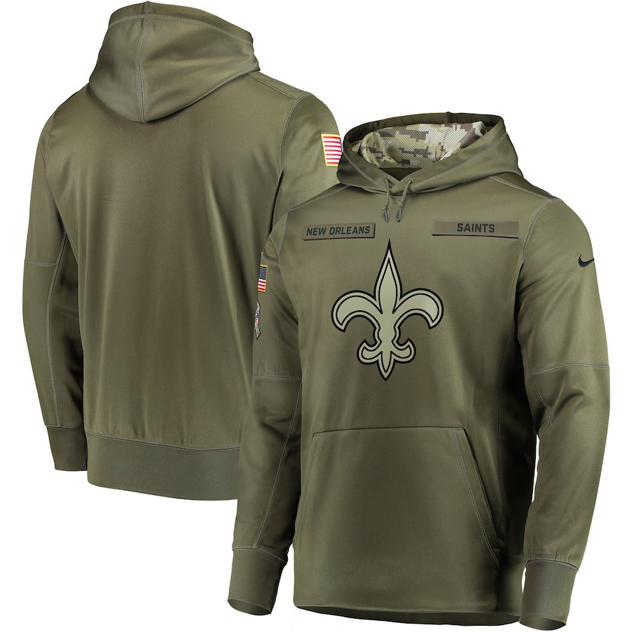 Men New Orleans Saints Nike Olive Salute To Service KO Performance Hoodie Green->new orleans saints->NFL Jersey